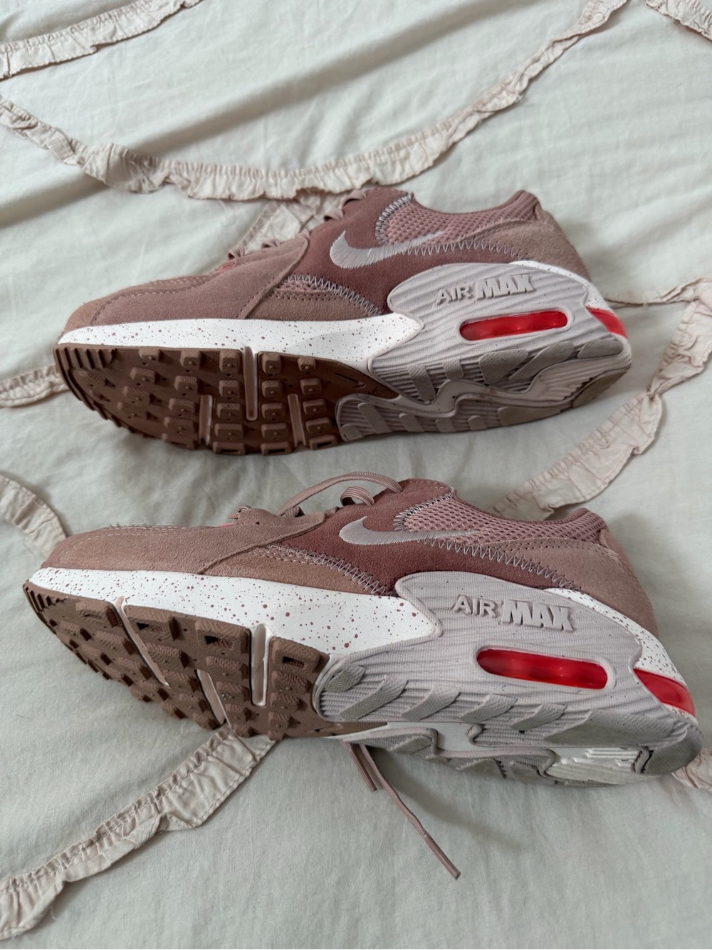 Nike Womens Air Max Low-Top Sneakers in Rose Taupe and White